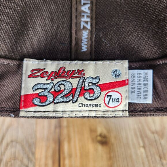 Zephyr 32/5 Chopped 307 Wyoming Size 7 1/4 Hat Cap Brown Flat Bill Old English - Picture 10 of 10